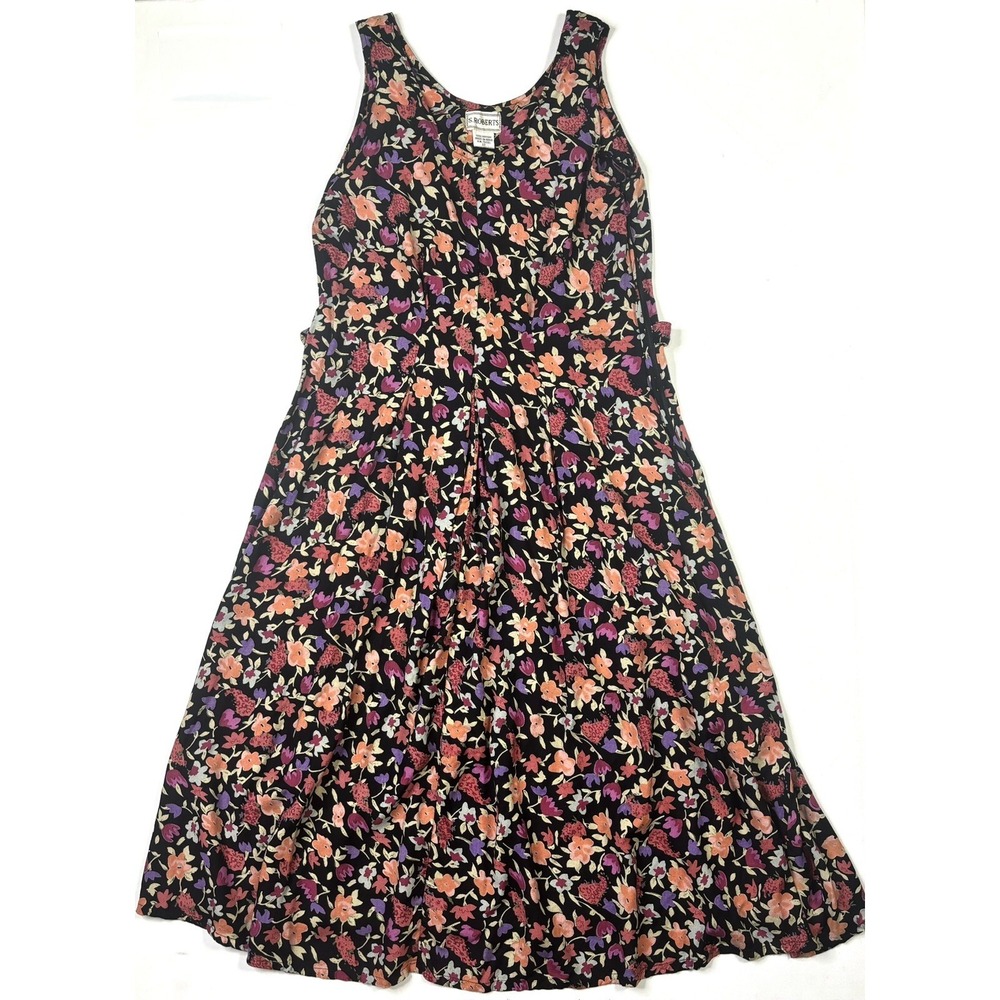 S. Roberts Dress Women's 12 Vintage Floral Sleeveless Long